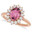 Oval Pink Tourmaline & Diamond Halo Ring 14K Rose Gold (1.72ct)