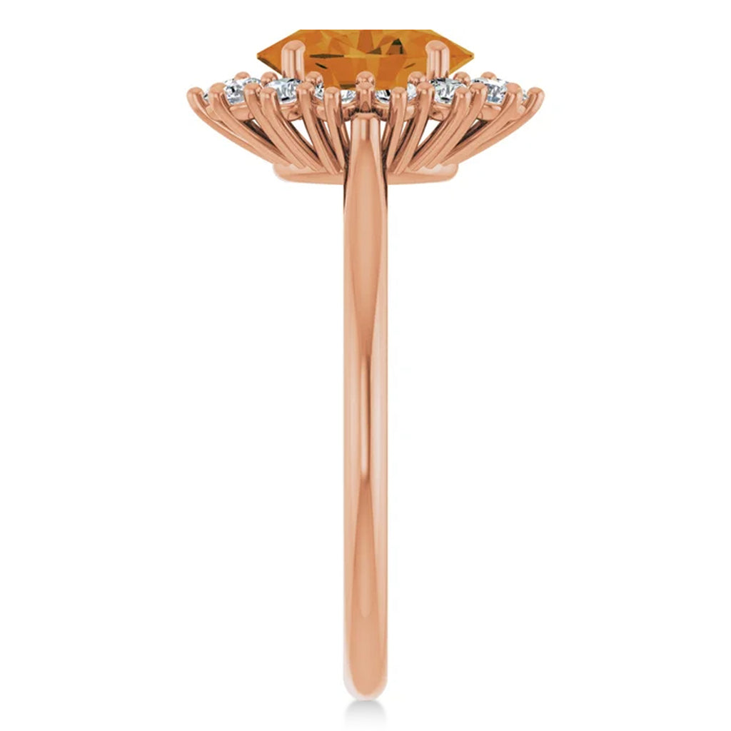 Oval Citrine & Diamond Halo Ring 14K Rose Gold (1.66ct)
