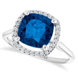 Cushion Lab  Blue Sapphire & Diamond Halo Ring 14K White Gold (3.44ct)