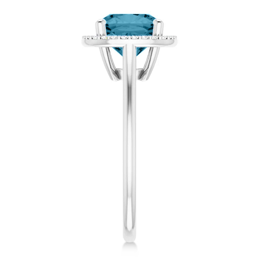 Cushion Lab  Aquamarine & Diamond Halo Ring 14K White Gold (2.29ct)