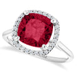Cushion Lab  Ruby & Diamond Halo Ring 14K White Gold (3.39ct)