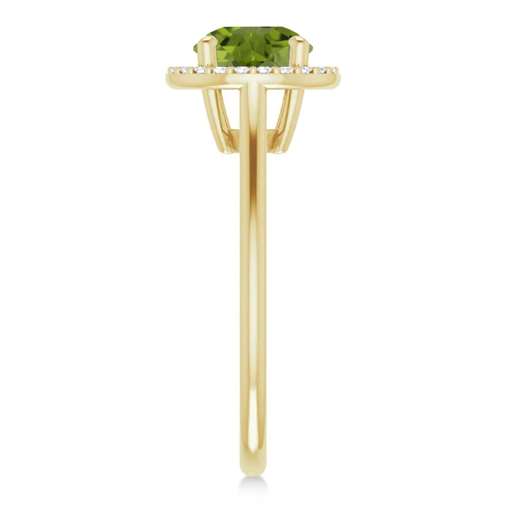 Round Lab Peridot & Diamond Halo Ring 14K Yellow Gold (1.53ct)