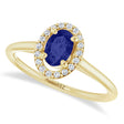Oval Lab Blue Sapphire & Diamond Halo Ring 14K Yellow Gold (0.65ct)