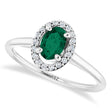 Oval Lab Emerald & Diamond Halo Ring 14K White Gold (0.48ct)