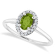 Oval Lab Peridot & Diamond Halo Ring 14K White Gold (0.61ct)