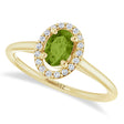 Oval Lab Peridot & Diamond Halo Ring 14K Yellow Gold (0.61ct)