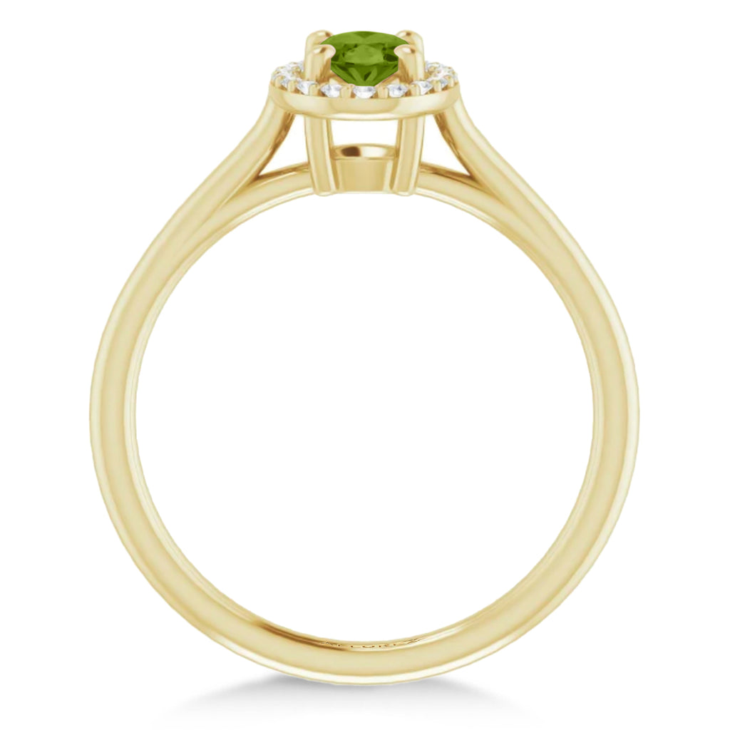 Oval Lab Peridot & Diamond Halo Ring 14K Yellow Gold (0.61ct)