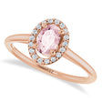 Oval Pink Morganite & Diamond Halo Ring 14K Rose Gold (0.45ct)