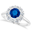 Round Blue Sapphire & Diamond Halo Ring 14K White Gold (1.49ct)