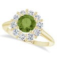 Round Lab  Peridot & Diamond Halo Ring 14K Yellow Gold (1.40ct)