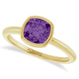 Cushion Cut Lab  Amethyst Fashion Ring 14K Yellow Gold (0.88ct)