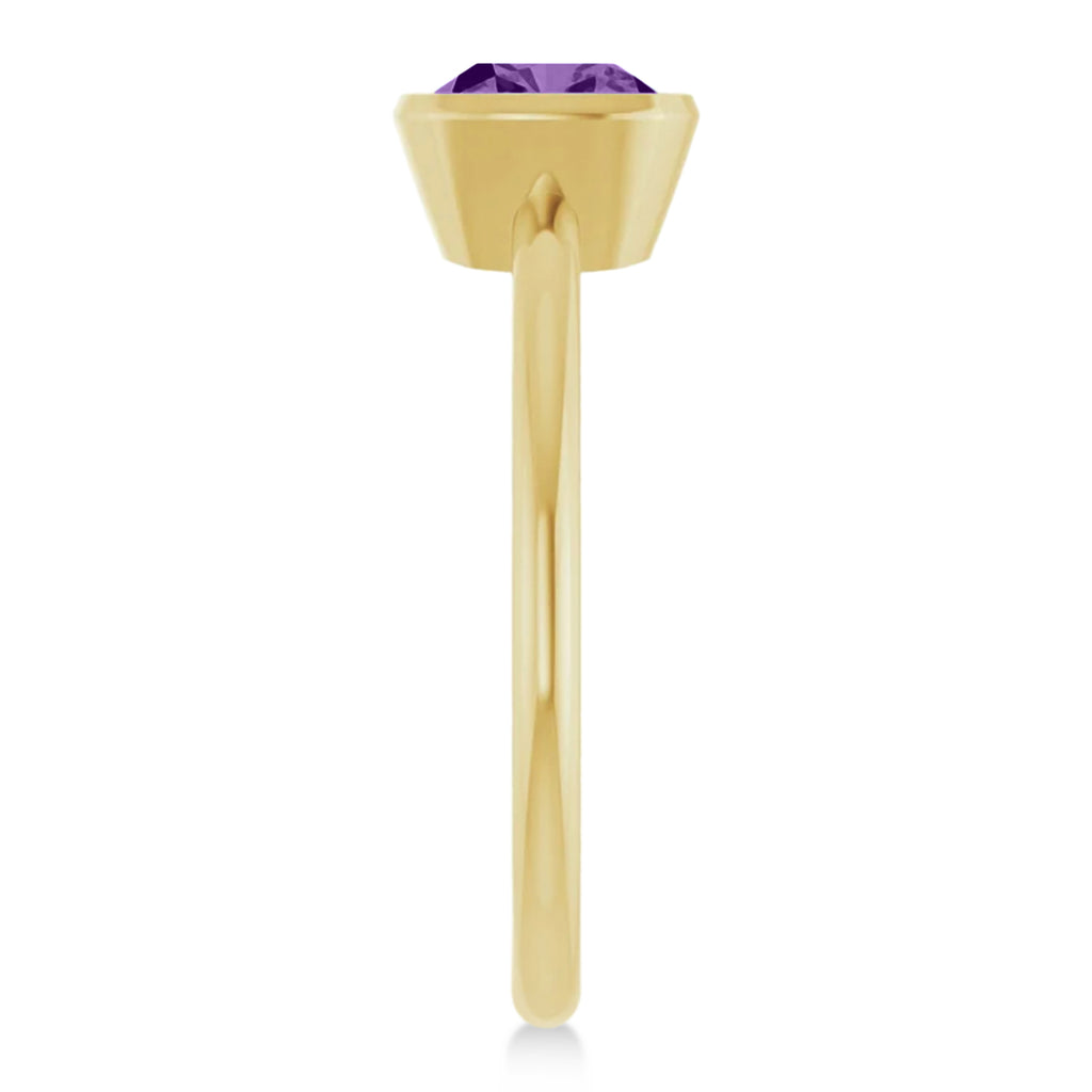 Cushion Cut Lab Amethyst Fashion Ring 14K Yellow Gold (0.88ct)