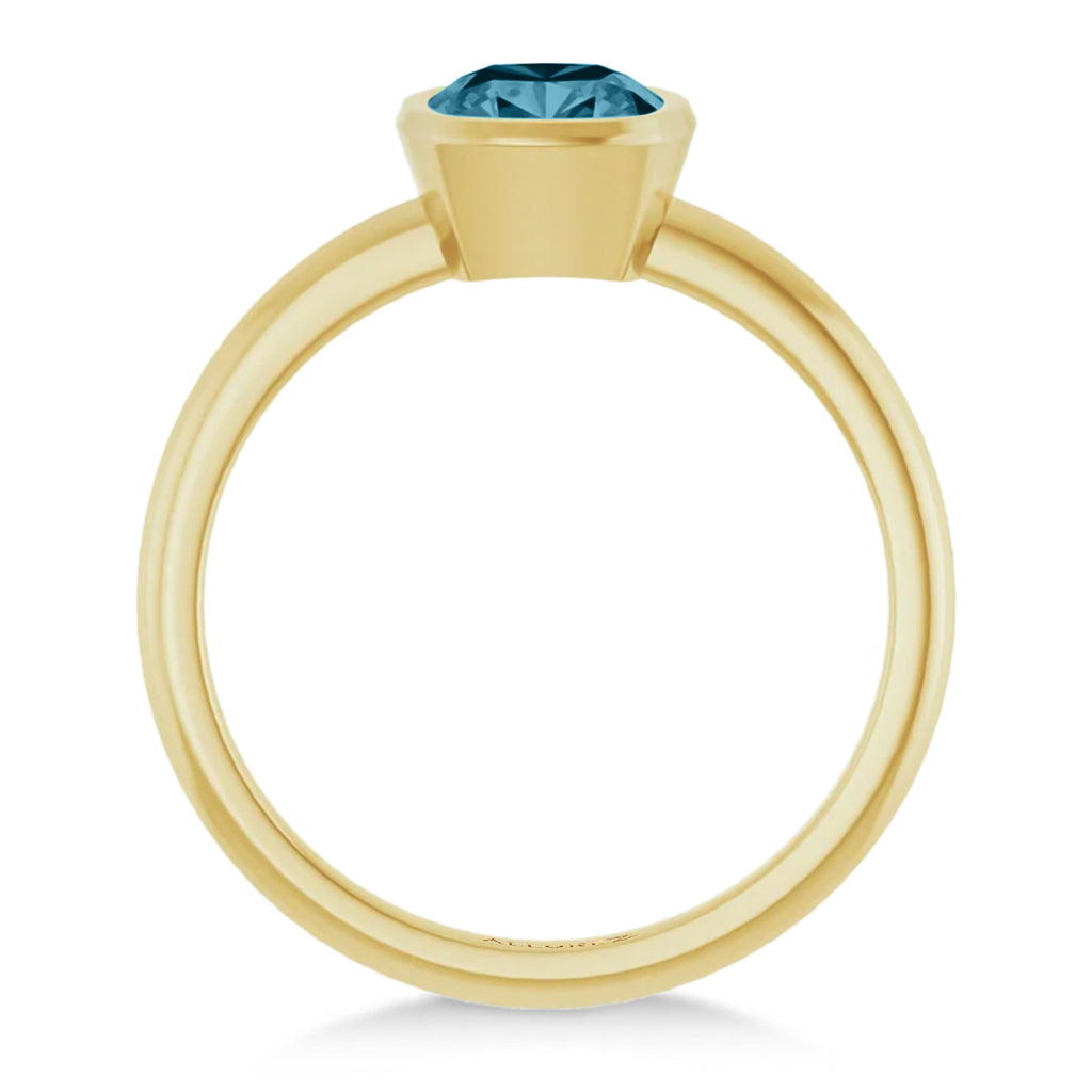 Cushion Cut Lab  Aquamarine Fashion Ring 14K Yellow Gold (1.00ct)