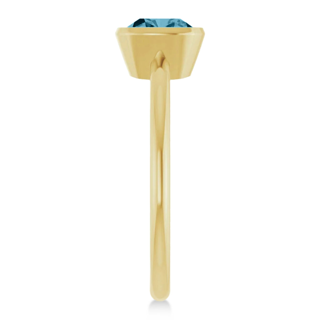 Cushion Cut Lab  Aquamarine Fashion Ring 14K Yellow Gold (1.00ct)
