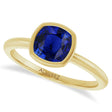 Cushion Cut Lab  Blue Sapphire Fashion Ring 14K Yellow Gold (1.30ct)
