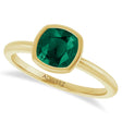 Cushion Cut Lab  Emerald Fashion Ring 14K Yellow Gold (0.90ct)