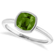 Cushion Cut Lab  Peridot Fashion Ring 14K White Gold (1.00ct)