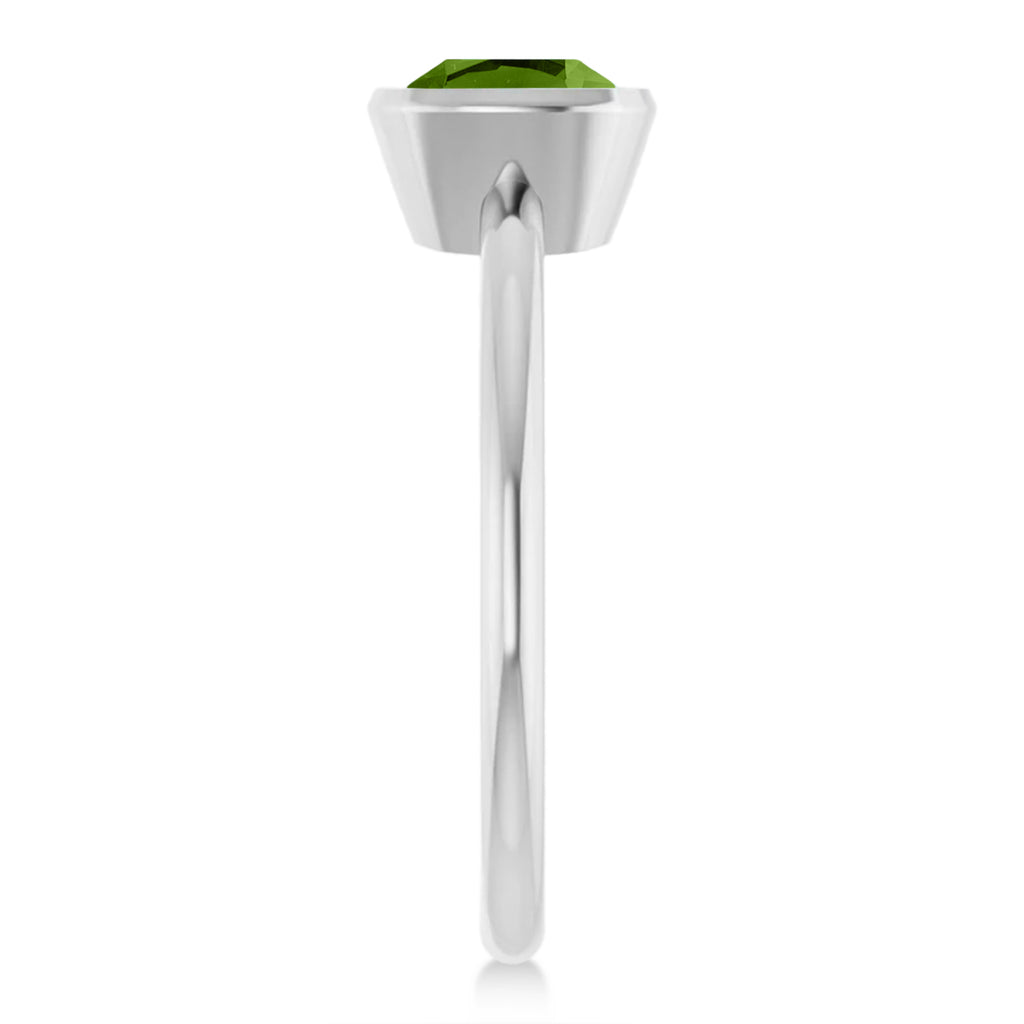 Cushion Cut Lab Peridot Fashion Ring 14K White Gold (1.00ct)