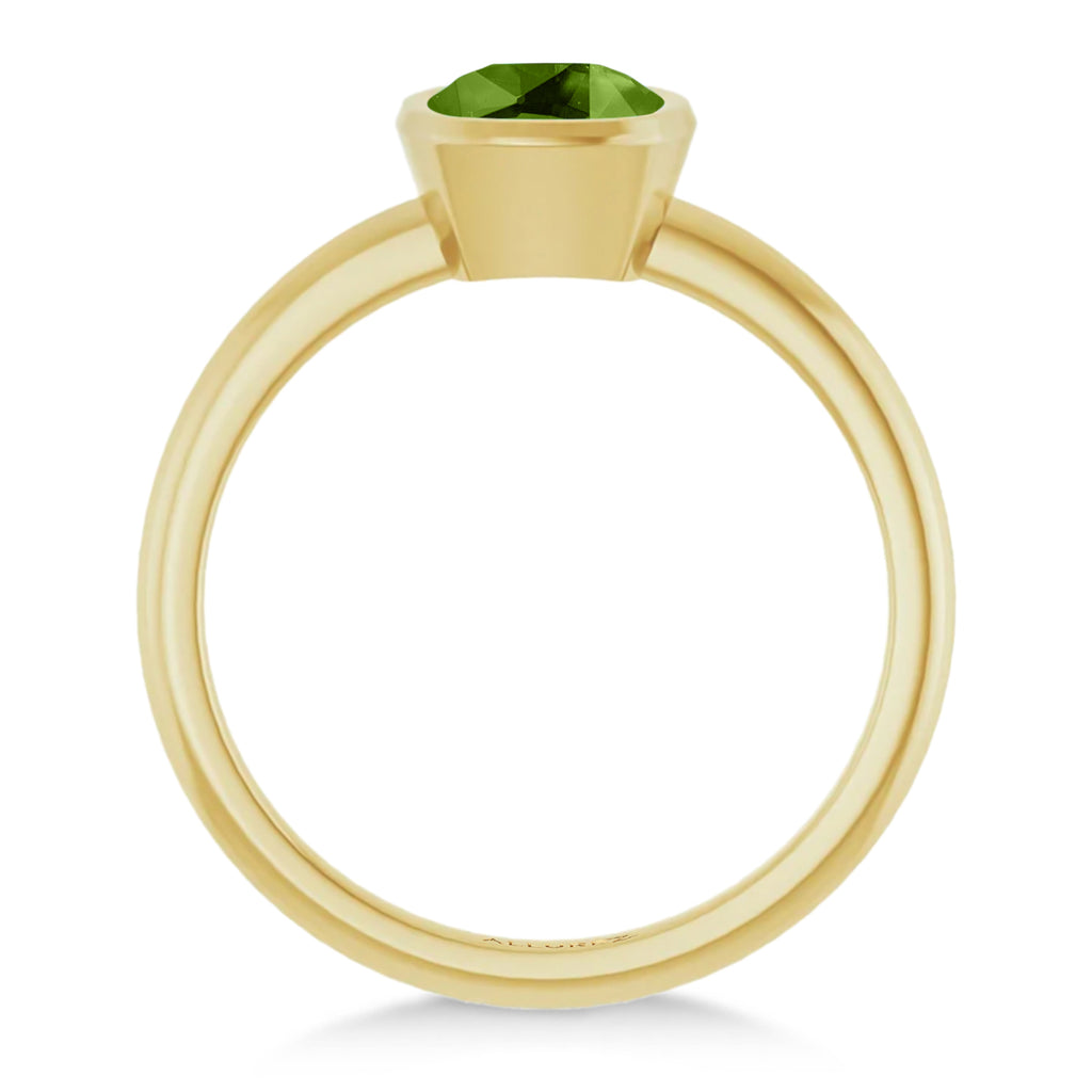 Cushion Cut Lab  Peridot Fashion Ring 14K Yellow Gold (1.00ct)