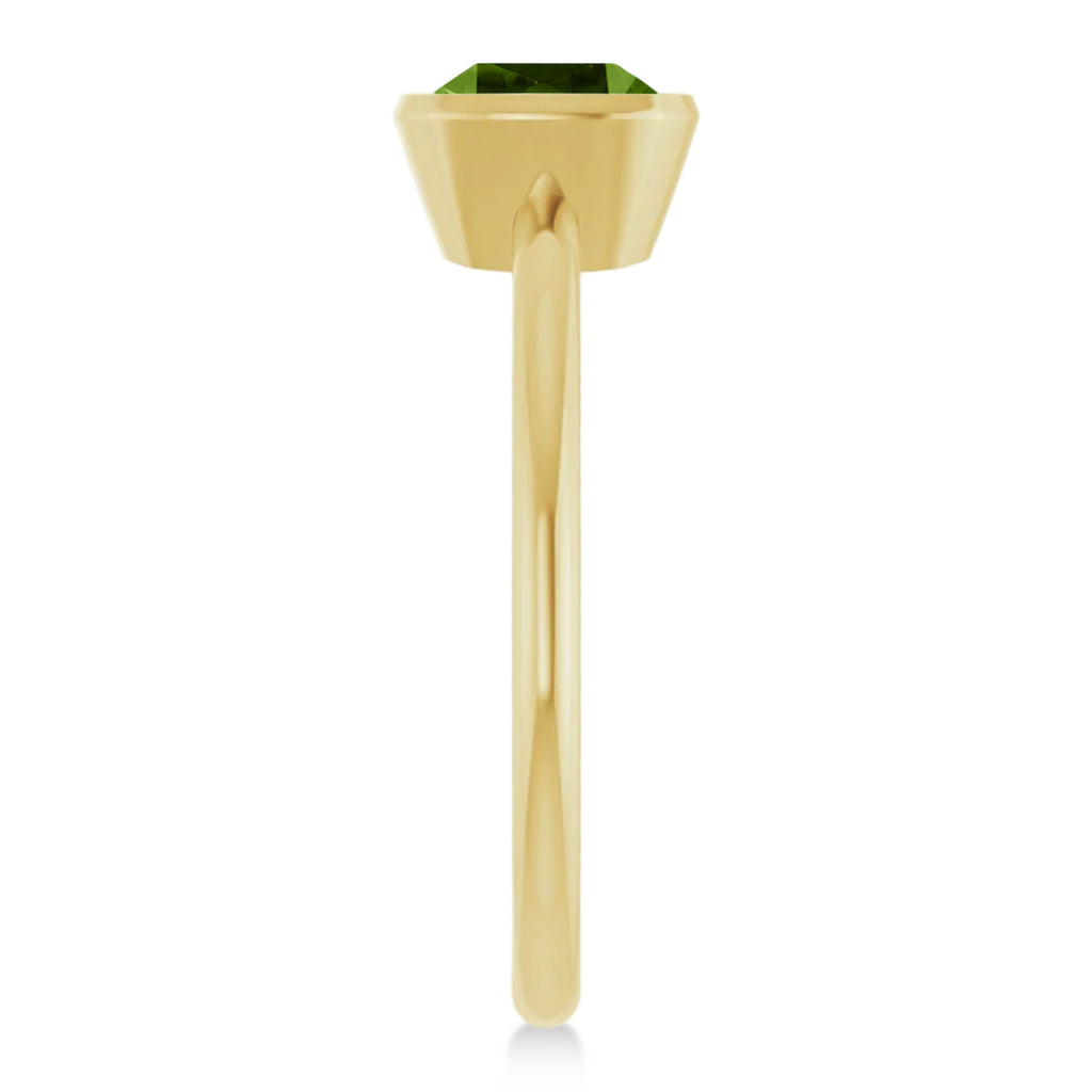 Cushion Cut Lab  Peridot Fashion Ring 14K Yellow Gold (1.00ct)