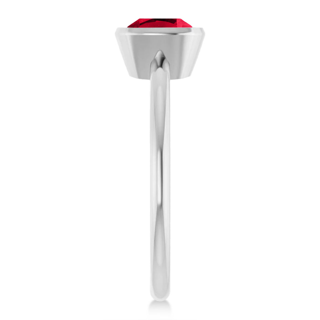 Cushion Cut Lab  Ruby Fashion Ring 14K White Gold (1.45ct)