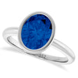 Oval Lab Blue Sapphire Fashion Ring 14K White Gold (2.54ct)