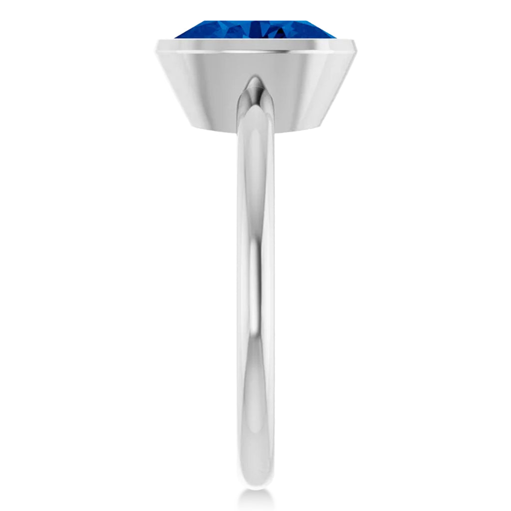 Oval Lab Grown Blue Sapphire Fashion Ring 14K White Gold (2.54ct)