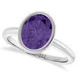 Oval Lab Amethyst Fashion Ring 14K White Gold (1.70ct)