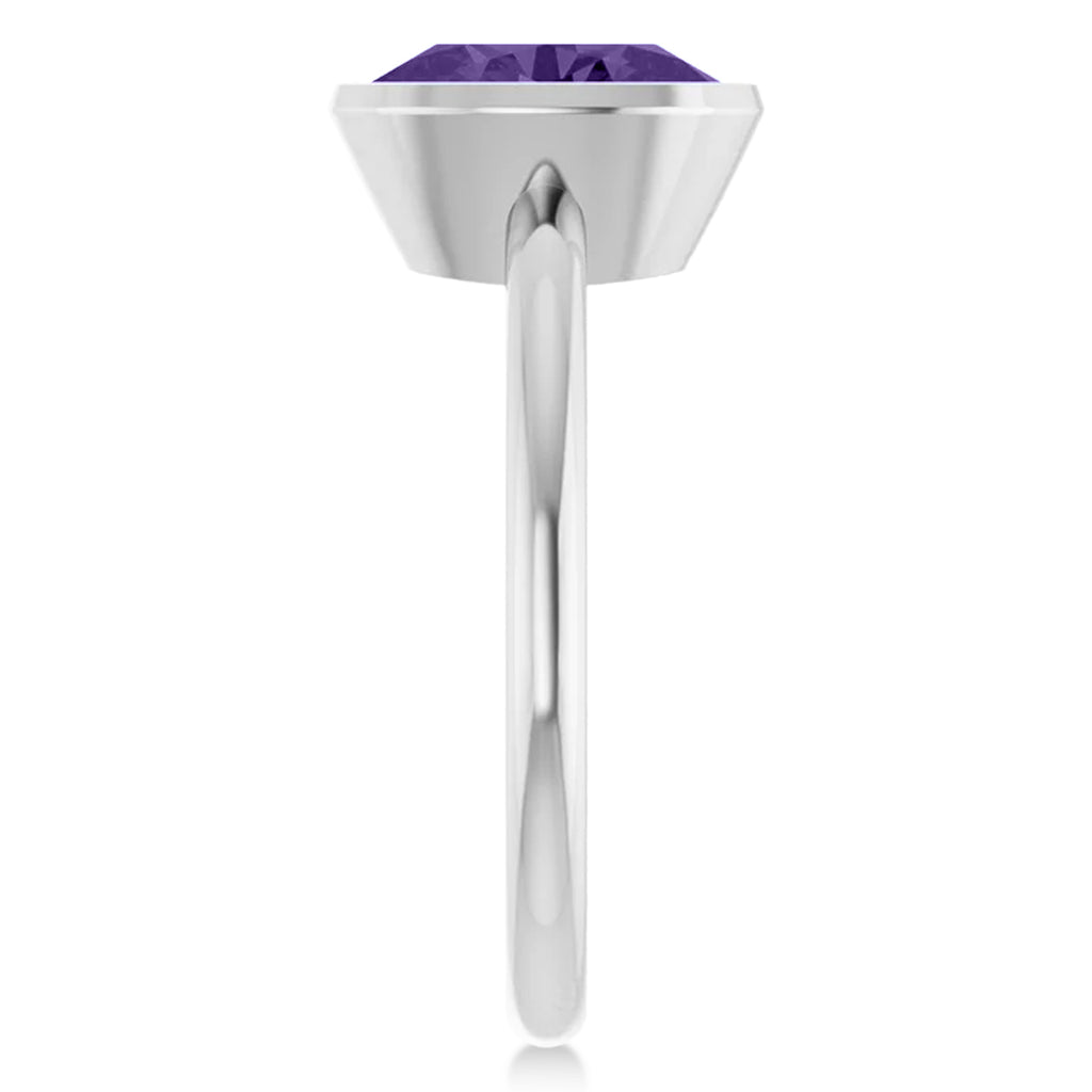 Oval Lab Amethyst Fashion Ring 14K White Gold (1.70ct)