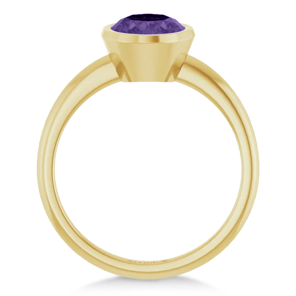 Oval Lab Amethyst Fashion Ring 14K Yellow Gold (1.70ct)