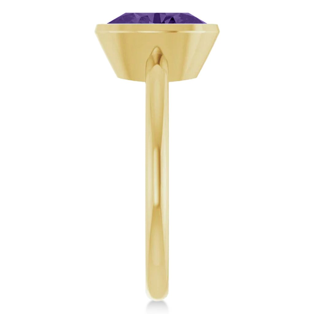 Oval Lab Amethyst Fashion Ring 14K Yellow Gold (1.70ct)