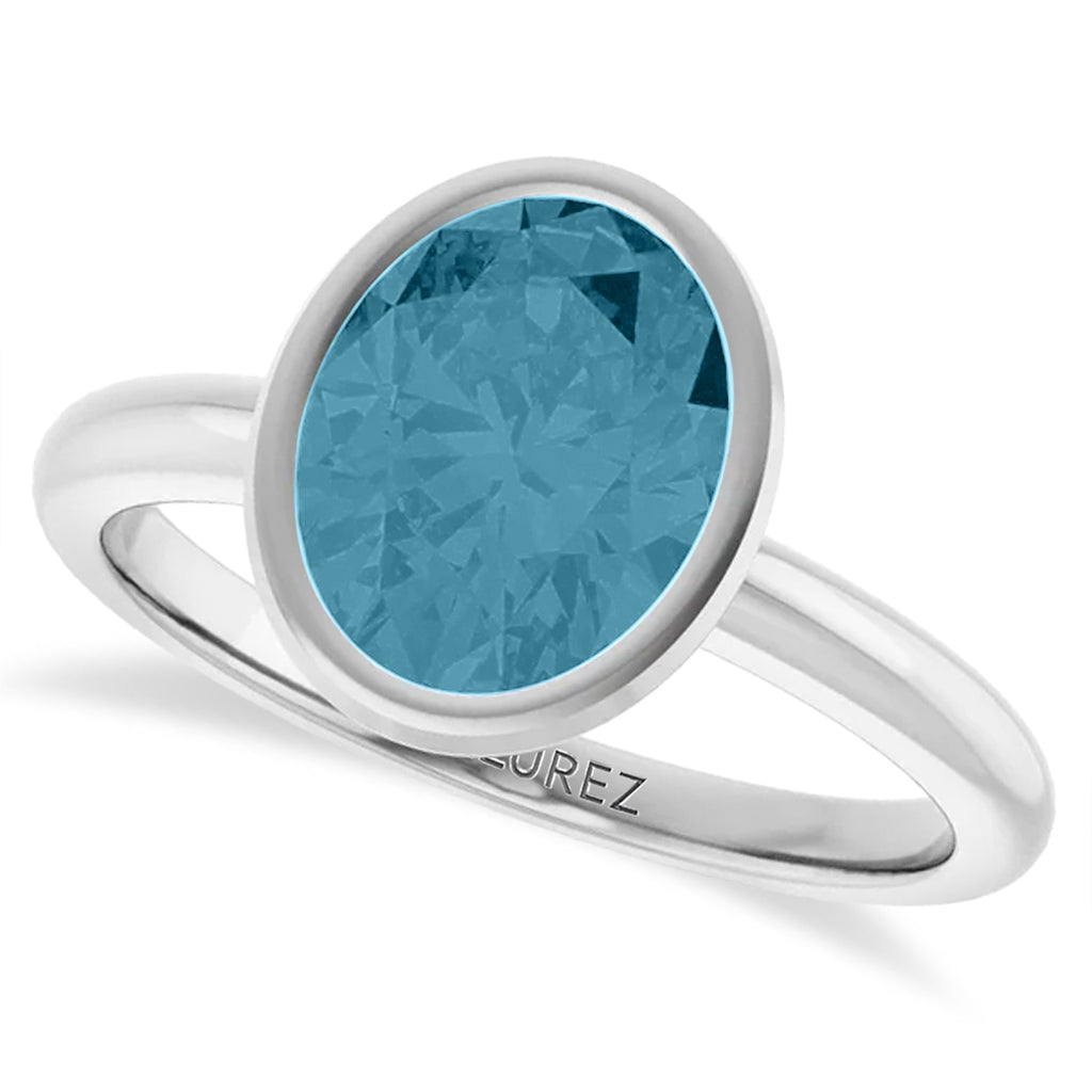 Oval Lab Aquamarine Fashion Ring 14K White Gold (1.70ct)