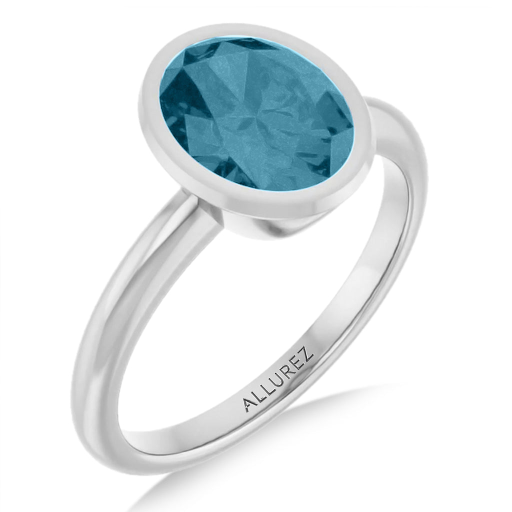 Oval Lab Aquamarine Fashion Ring 14K White Gold (1.70ct)