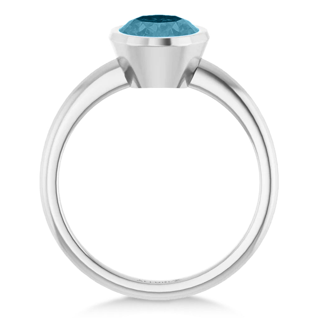 Oval Lab Aquamarine Fashion Ring 14K White Gold (1.70ct)