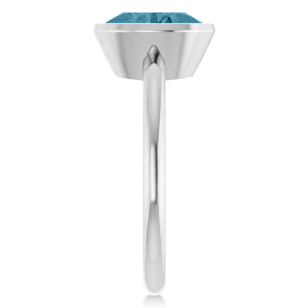 Oval Lab Aquamarine Fashion Ring 14K White Gold (1.70ct)