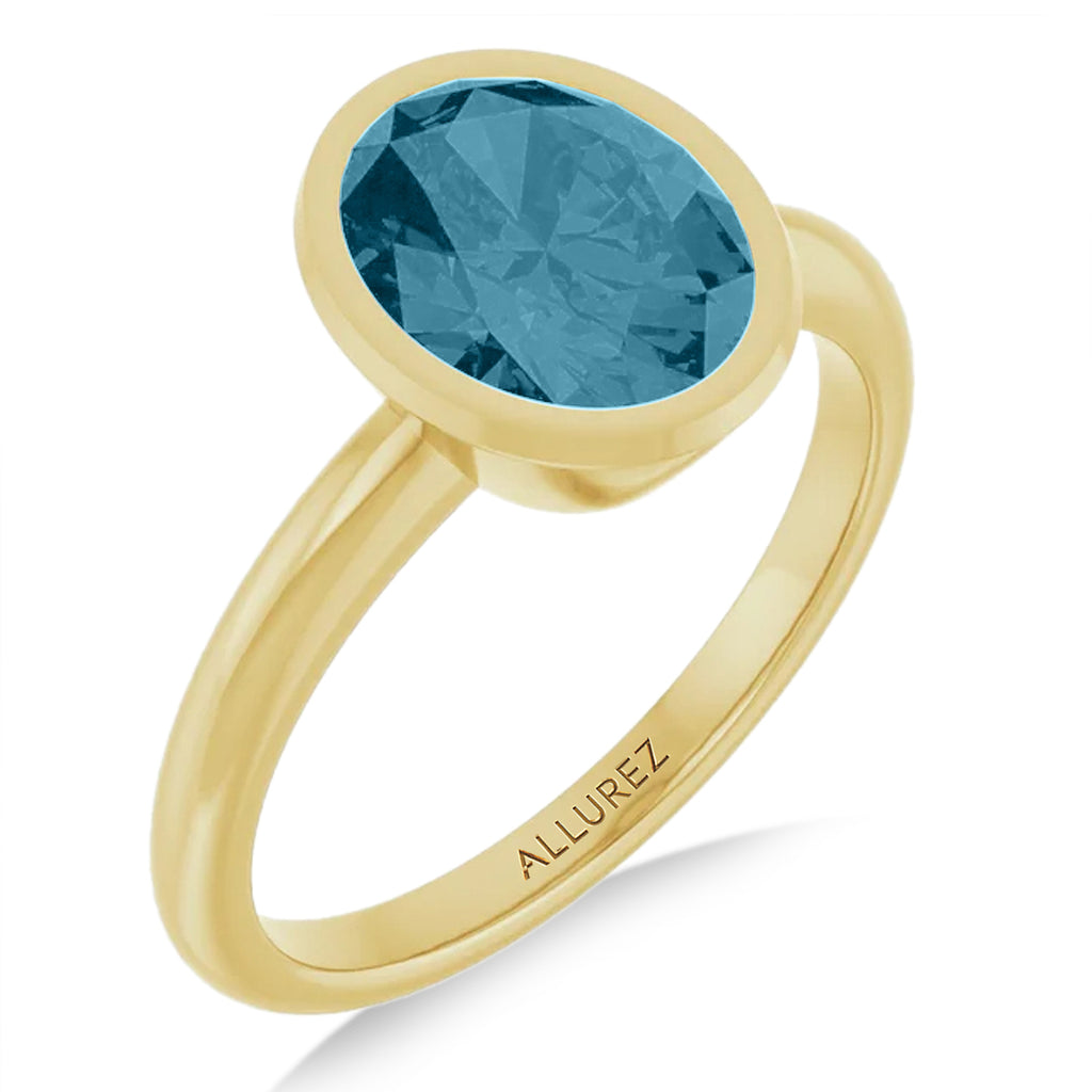 Oval Lab Aquamarine Fashion Ring 14K Yellow Gold (1.70ct)