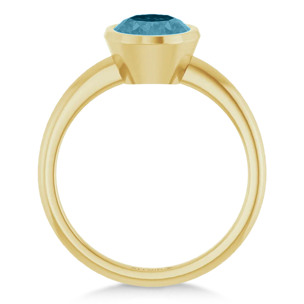 Oval Lab Aquamarine Fashion Ring 14K Yellow Gold (1.70ct)