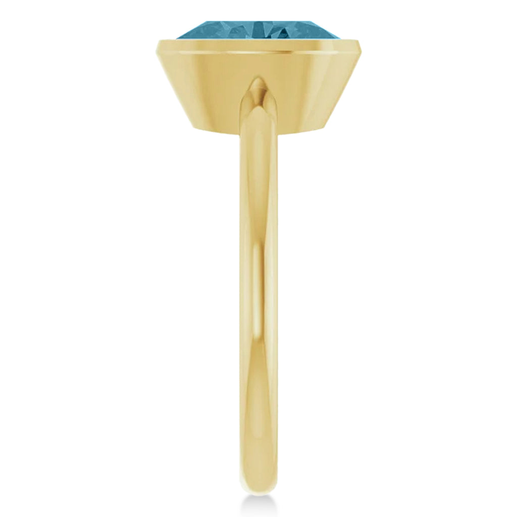 Oval Lab Aquamarine Fashion Ring 14K Yellow Gold (1.70ct)