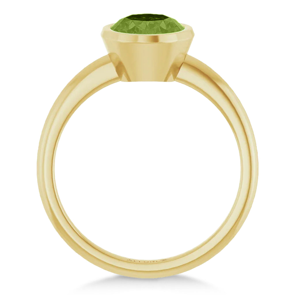 Oval Lab Peridot Fashion Ring 14K Yellow Gold (1.90ct)