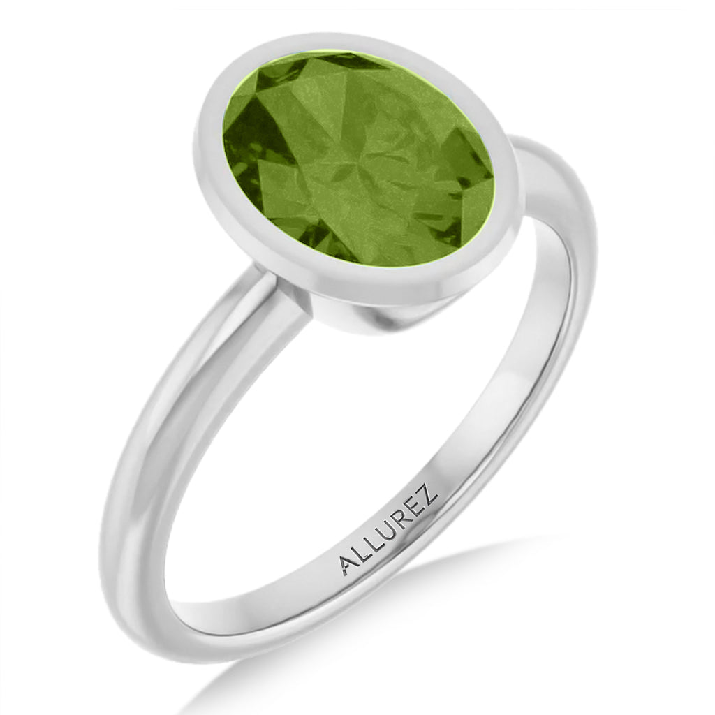 Oval Lab Peridot Fashion Ring in Sterling Silver (1.90ct)