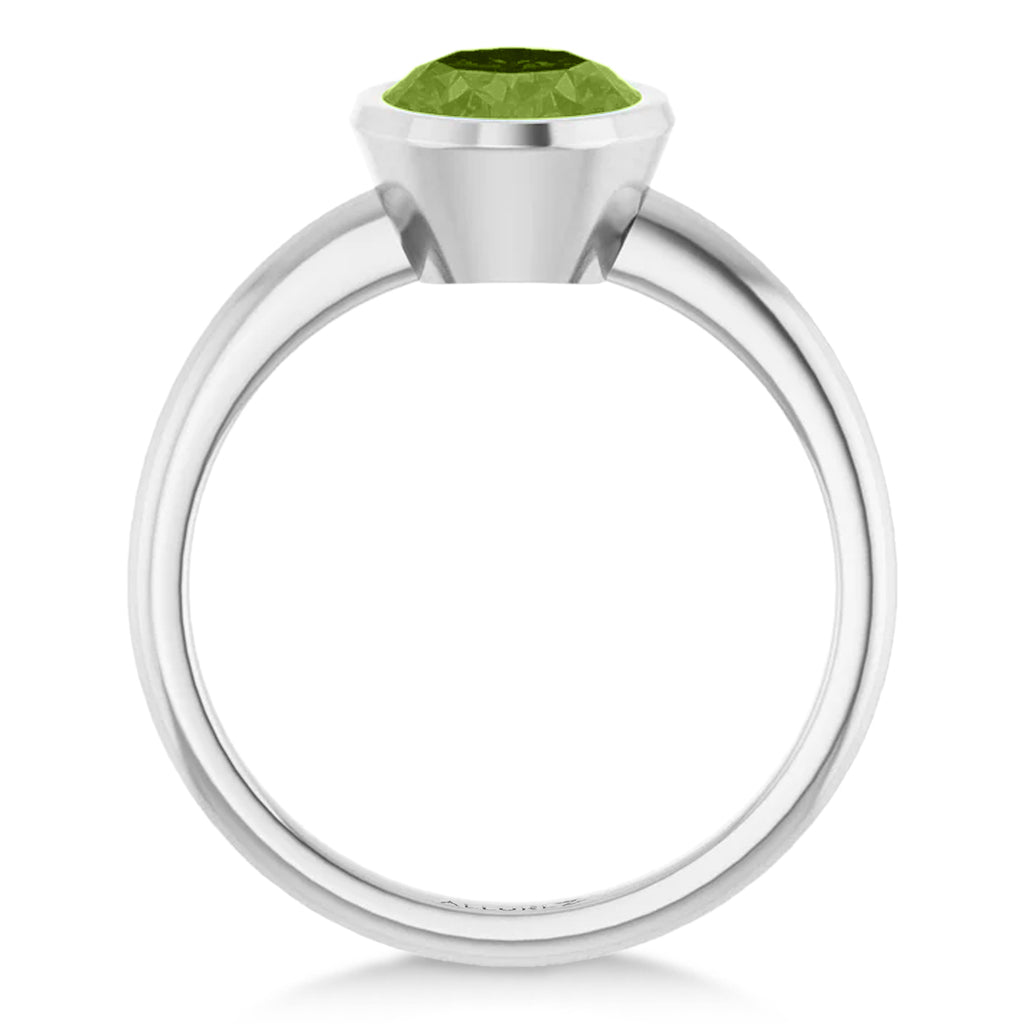 Oval Lab Peridot Fashion Ring in Sterling Silver (1.90ct)