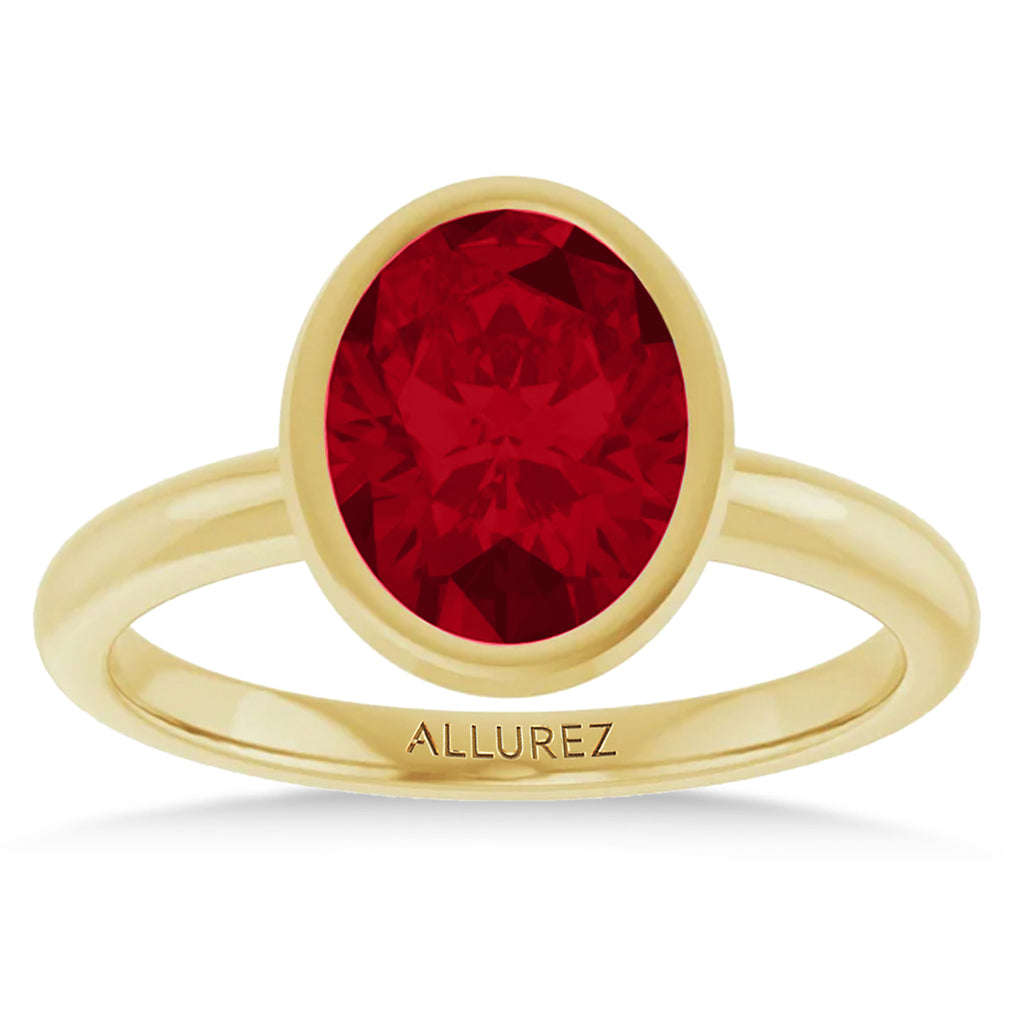 Oval Lab Ruby Fashion Ring 14K Yellow Gold (2.40ct)