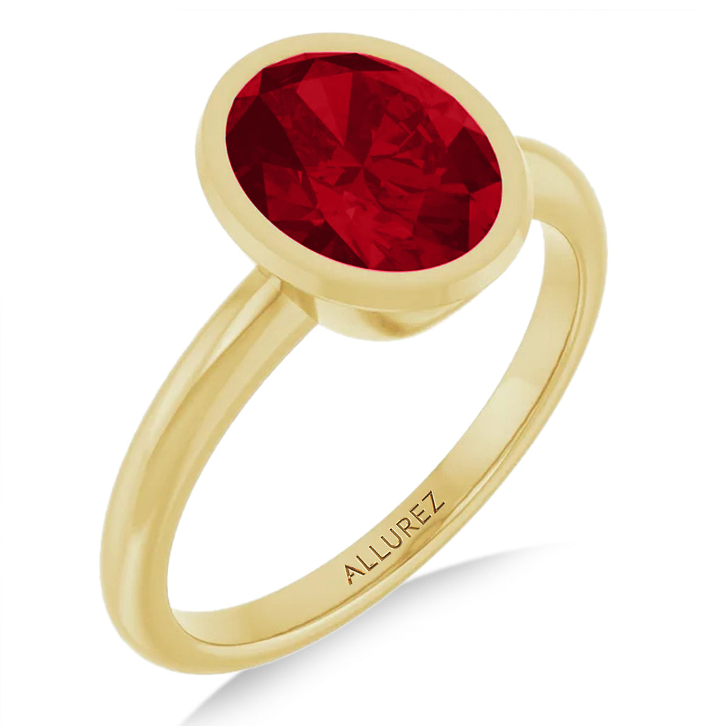 Oval Lab Ruby Fashion Ring 14K Yellow Gold (2.40ct)