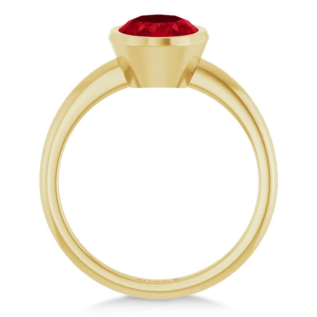Oval Lab Ruby Fashion Ring 14K Yellow Gold (2.40ct)
