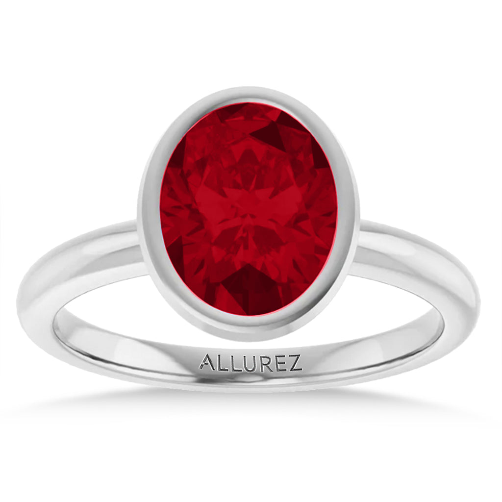 Oval Lab Ruby Fashion Ring Sterling Silver (2.40ct)