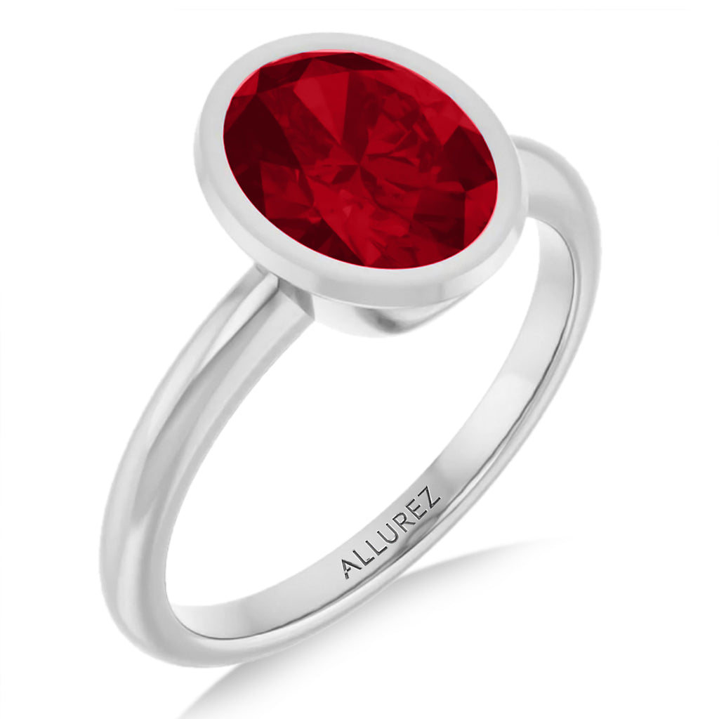 Oval Lab Ruby Fashion Ring Sterling Silver (2.40ct)