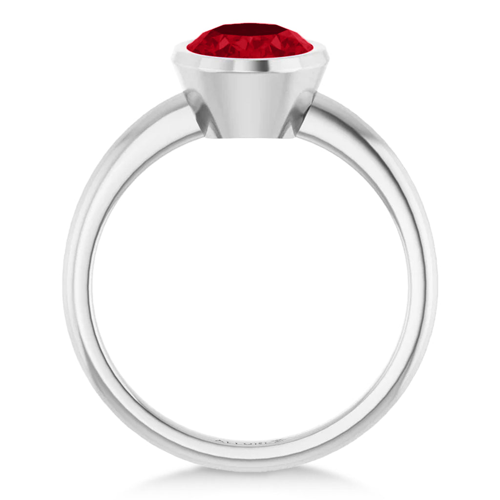 Oval Lab Ruby Fashion Ring Sterling Silver (2.40ct)