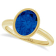Oval Lab Blue Sapphire Fashion Ring 14K Yellow Gold (2.54ct)