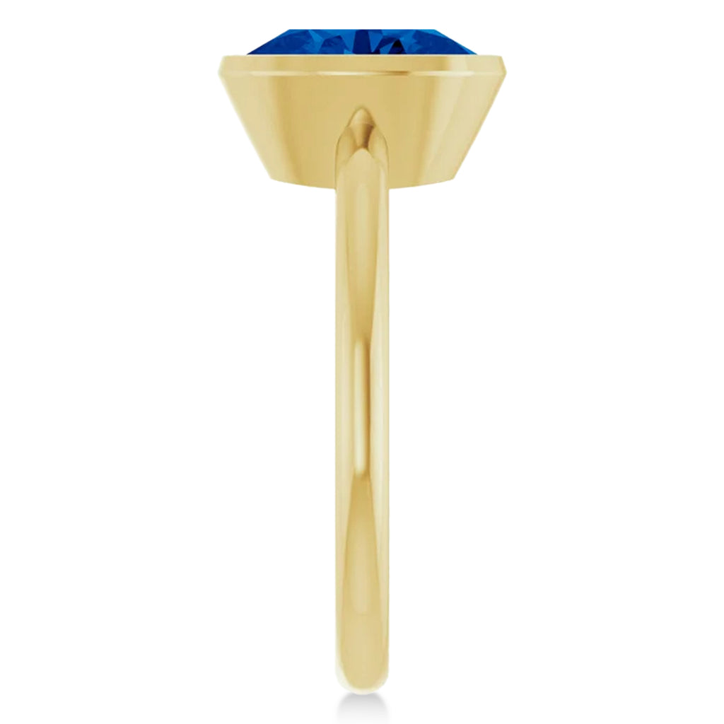 Oval Lab Blue Sapphire Fashion Ring 14K Yellow Gold (2.54ct)