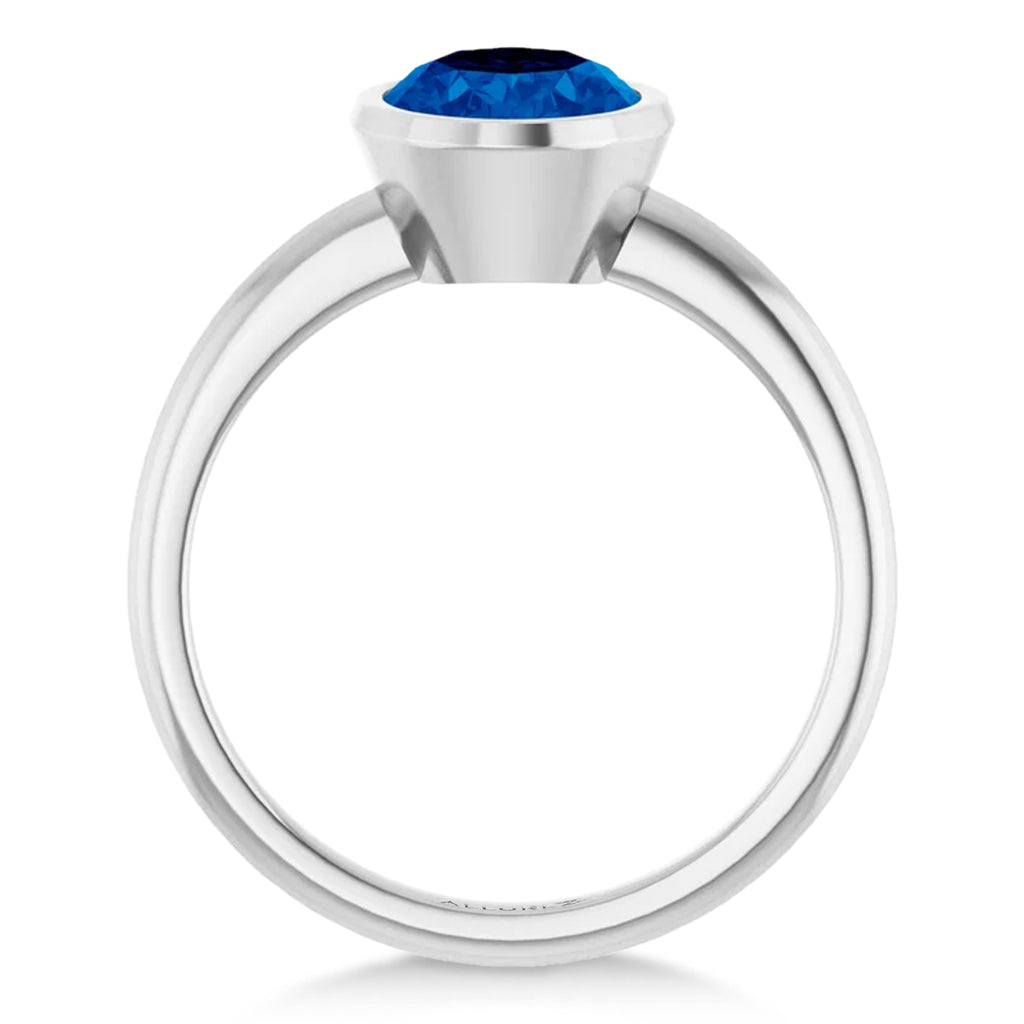 Oval Lab Blue Sapphire Fashion Ring in Sterling Silver (2.54ct)